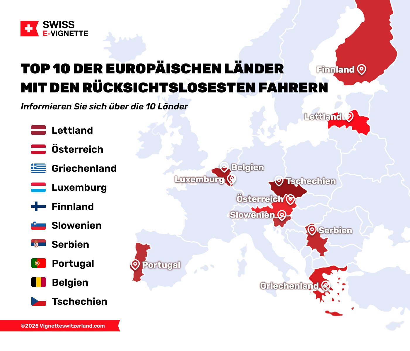 Top 10 der europäischen Länder mit den rücksichtslosesten Fahrern