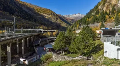 Panorama of the Lötschberg Tunnel and Alps