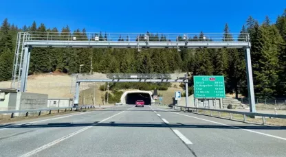Entrance of Swiss highway tunnel San Bernardino