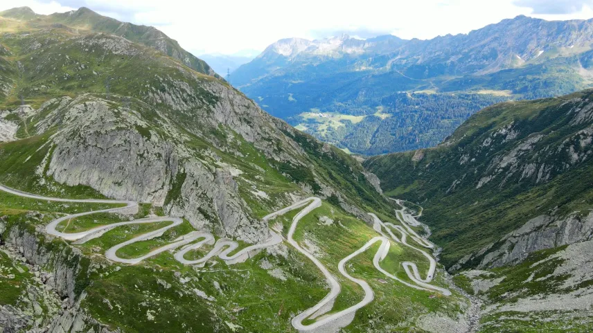 Aerial view of the Gotthard Pass